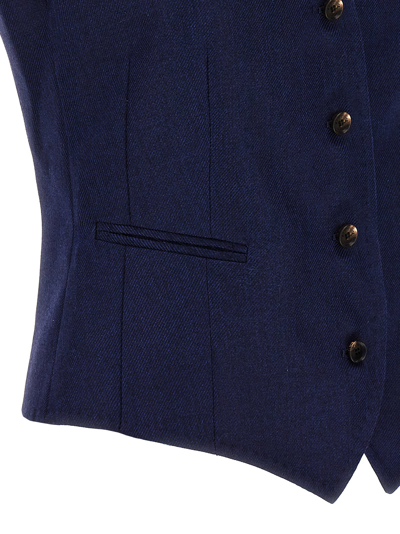 Kiton Silk Cashmere Vest Gilet Blue In Blue