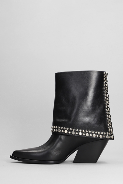 Shop Elena Iachi Texan Ankle Boots In Black Leather