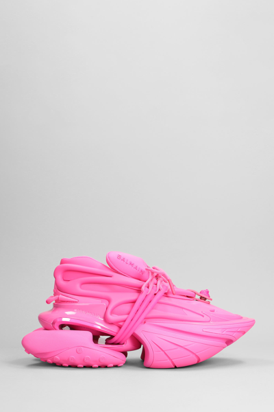 Shop Balmain Unicorn Sneakers In Rose-pink Nylon