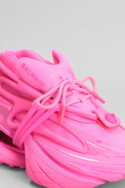 Shop Balmain Unicorn Sneakers In Rose-pink Nylon