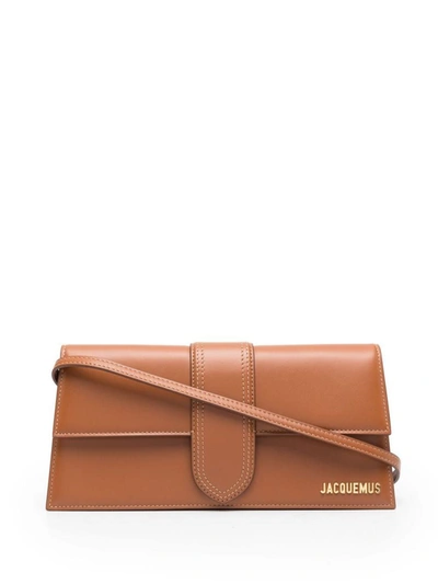Shop Jacquemus Le Bambino Long Shoulder Bag In Leather Brown