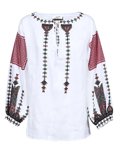 Shop Seafarer Linen Embroidered Shirt In White