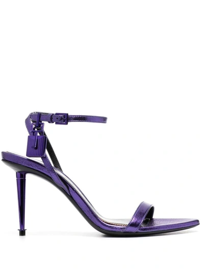 Shop Tom Ford Leather Pointed Toe Sandals In Pink &amp; Purple
