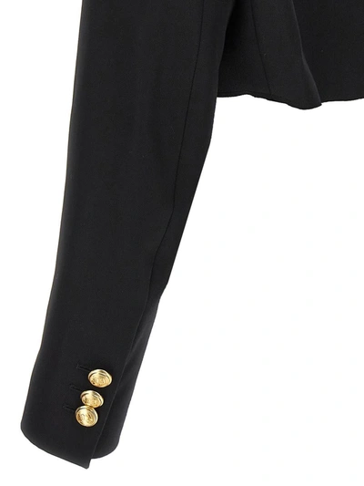 Palm Angels Double-breasted Cropped Blazer With Gold Button Accents In Black