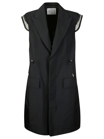 Shop Sacai Cap Sleeved Panelled Jacket In Black