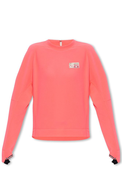 Shop Moncler Grenoble Mountain Logo Crewneck Sweatshirt In Pink
