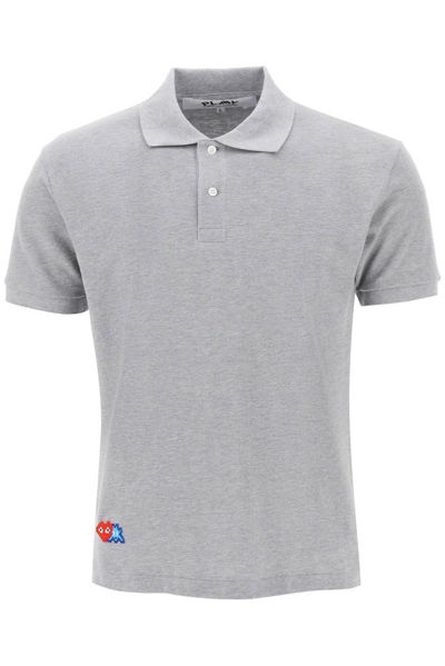 Shop Comme Des Garçons Play Short Sleeved Polo Shirt In Grey