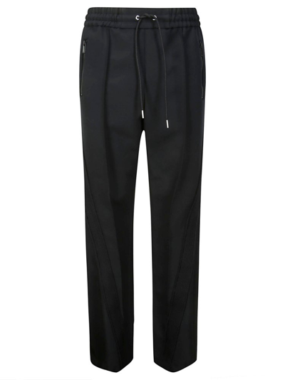 Shop Sacai Drawstring Jersey Straight Leg Pants In Black