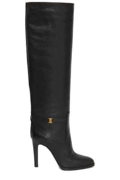 Shop Saint Laurent Diane Almond Toe Boots In Black