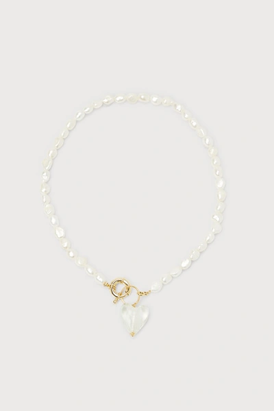 Shop Petit Moments Lisa 18kt Gold And Pearl Heart Charm Toggle Necklace