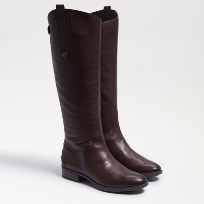 Shop Sam Edelman Penny Leather Riding Boot Dark Brown Leather