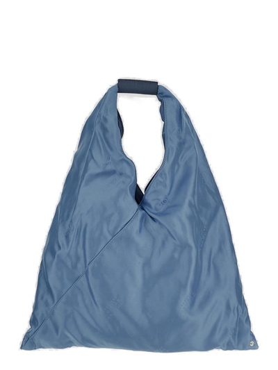 Shop Mm6 Maison Margiela Japanese Triangle Top Handle Bag In Blue