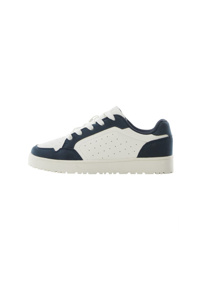 Shop Mango Lace-up Mixed Sneakers Navy