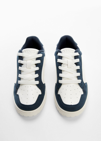 Shop Mango Lace-up Mixed Sneakers Navy
