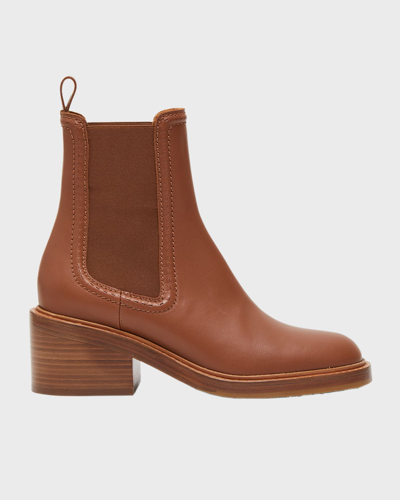 Shop Chloé Mallo Leather Ankle Chelsea Boots In 242 Caramello