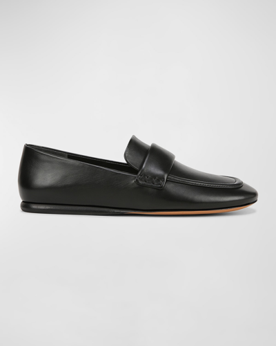 Shop Vince Davis Leather Easy Loafers In Black