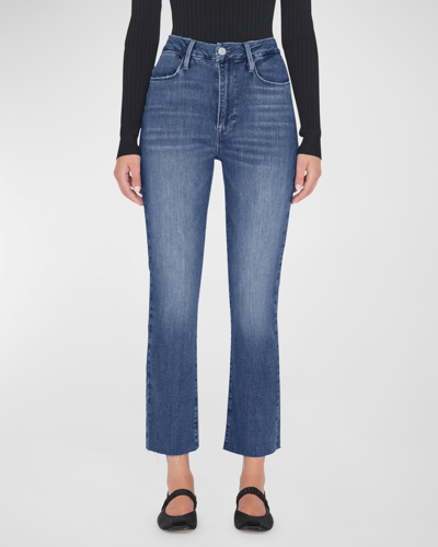 Shop Frame Le Super High Straight Raw Hem Jeans In Drizzle