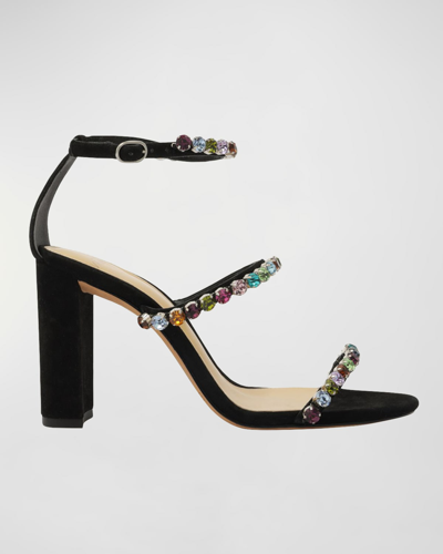 Shop Alexandre Birman Alexa Multicolored Jewel Ankle-strap Sandals In Black