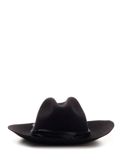 Shop Golden Goose Curved Wide Brim Fedora Hat In Black