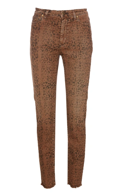 Shop Golden Goose Leopard Print Golden Collection Skinny Jeans In Beige