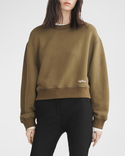 Shop Rag & Bone Vintage Cotton-terry Crewneck Sweatshirt In Military O