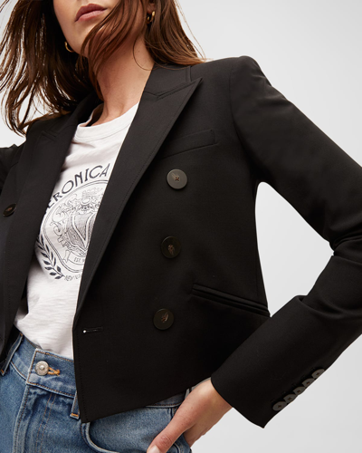 Shop Veronica Beard Nevis Cropped Tailored Jacket In Black