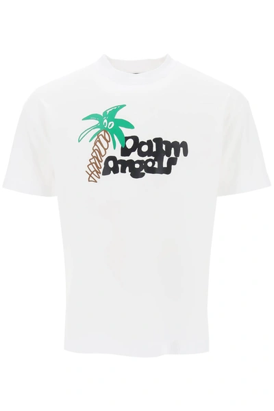 Shop Palm Angels Sketchy Logo T-shirt In White Black (white)