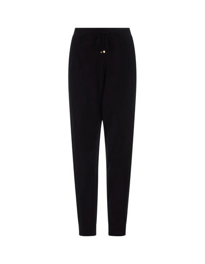 Shop Stella Mccartney Black Trousers With Ankles In Fine Knit Star Iconic In Nero