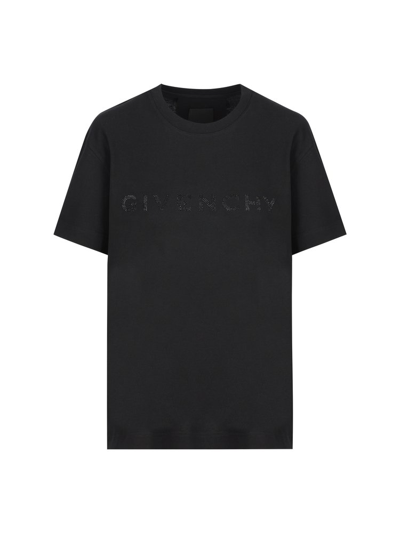Shop Givenchy Logo Embellished Crewneck T In Black