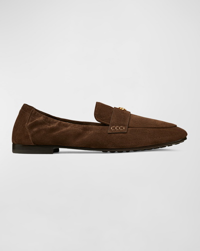 Shop Tory Burch Round-toe Suede Ballet Loafers In Coco