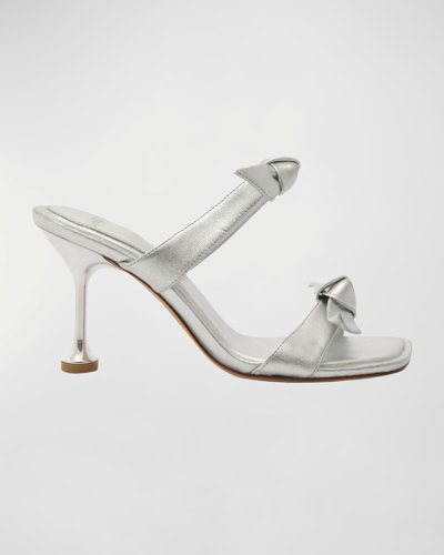 Shop Alexandre Birman Clarita Metallic Knot Two-band Sandals In Silver