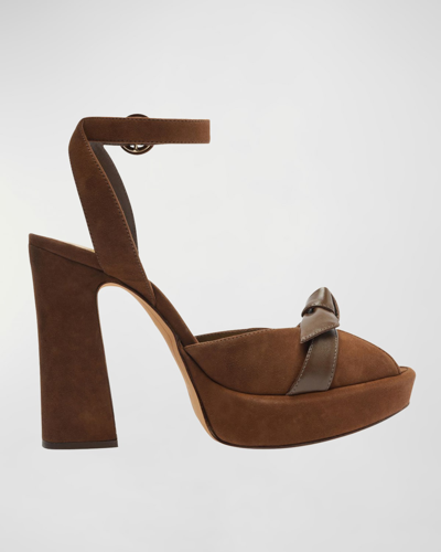 Shop Alexandre Birman Pepitta Bow Ankle-strap Platform Sandals In Sienna