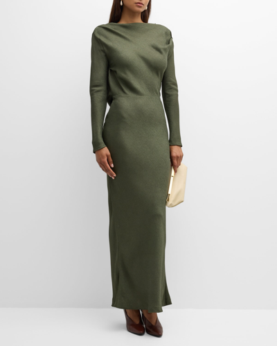 Shop Co Wl Back Satin Gown In Green