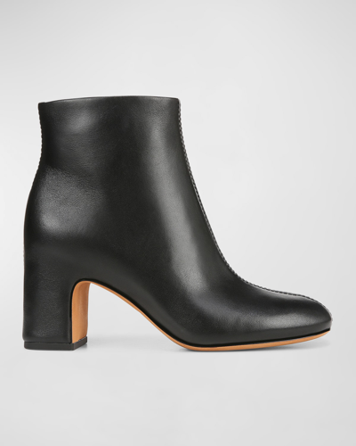 Shop Vince Terri Leather Block-heel Booties In Black