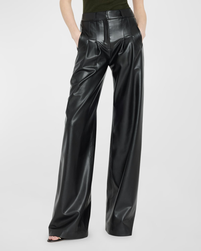 Shop Veronica Beard Rennert Wide-leg Vegan Leather Pants In Black