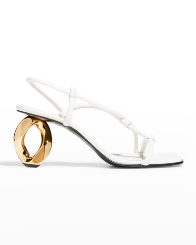 Shop Jw Anderson Strappy Leather Chain-heel Sandals In White