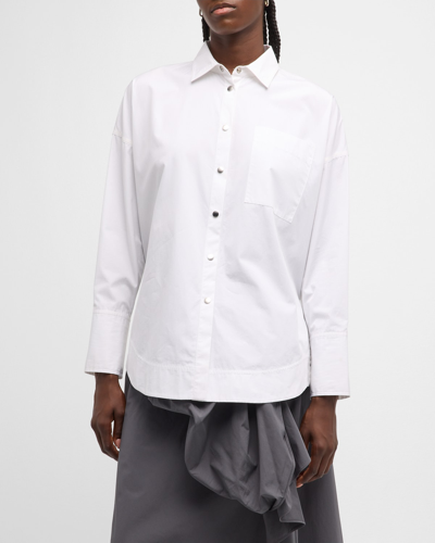 Shop Co Llared Poplin Tunic Shirt In Optic White