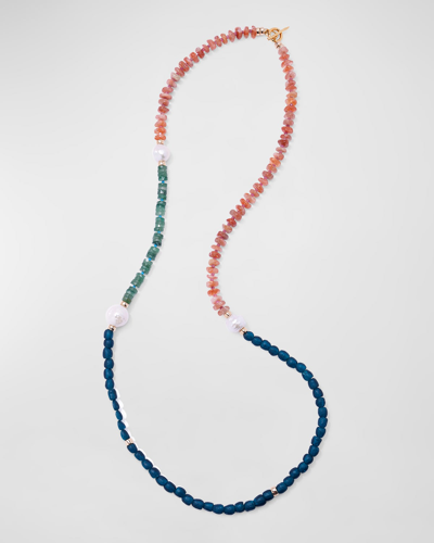 Shop Lizzie Fortunato Mixed Stone And Baroque Pearl Cabana Necklace In Multi