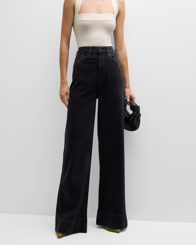 Shop Triarchy Ms. Onassis High Rise Wide-leg Jeans In Loved Black