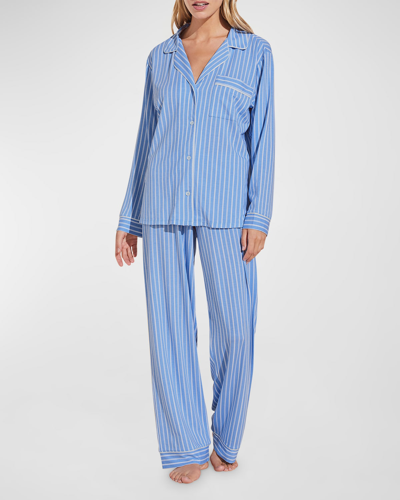 Shop Eberjey Sleep Chic Printed Pajama Set In Nordic Stripes Vi