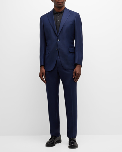 Shop Brioni Men's Textured Solid Two-piece Suit, Bright Navy
