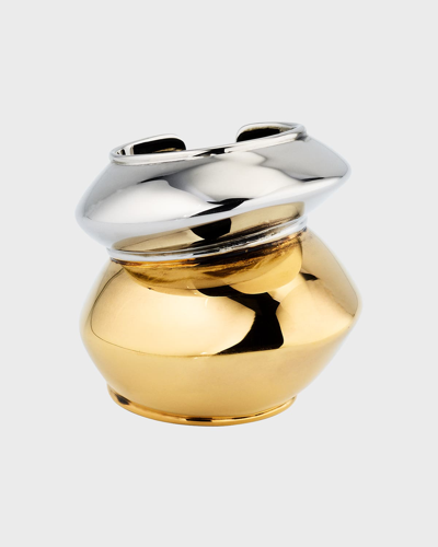 Shop Alexander Mcqueen Two Tone Double Ring In Goldsilver
