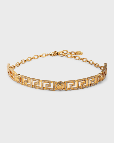 Shop Versace Medusa Choker Necklace With Strass Crystals In  Gold-crys
