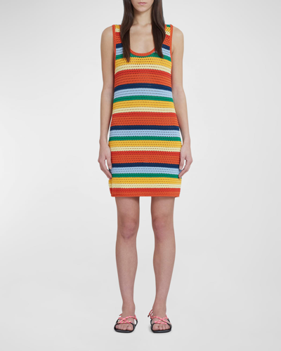 Shop Marni X No Vacancy Inn Striped Crochet Sleeveless Mini Dress In Multicolou