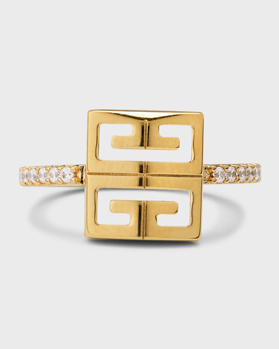 Shop Givenchy 4g Ring With Crystals In Golden Yellow