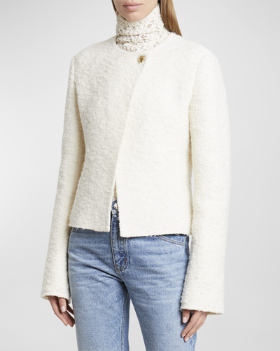 Chloé Frayed-edge Wool-blend Jacket In Eden White