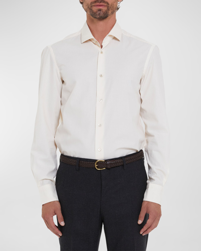 Shop Boglioli Men's Textured Cotton Dress Shirt In Cream-0106