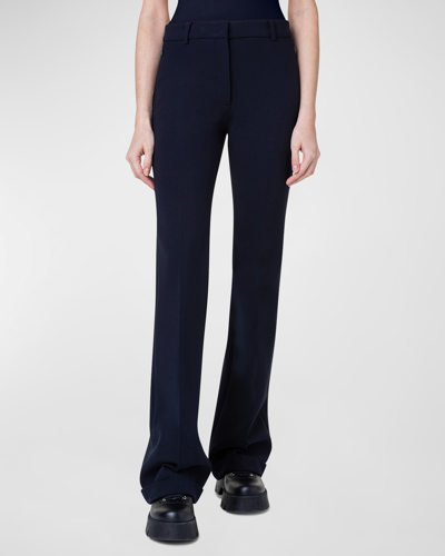 Shop Akris Marisa Wool Pants With Rolled Cuffs In Navy