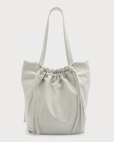 Shop Proenza Schouler Drawstring Calf Leather Tote Bag In Optic White