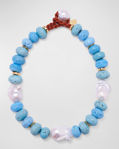 Shop Lizzie Fortunato Cloud Forest Collar Necklace In Blue